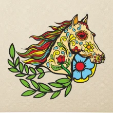 Kôň farebný s listami