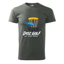 Discgolfový kôš s letiacim diskom eat sleep repeat