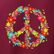 Peace symbol červené kvety