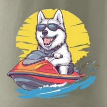 Husky na vodnom skútri