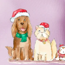 Veselé vianoce - pes, škrečok a mačka