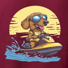 Jazvečík na vodnom skútri