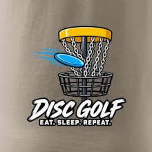 Discgolfový kôš s letiacim diskom eat sleep repeat
