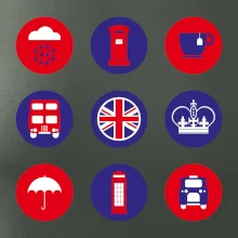 Anglicko symboly v kruhoch