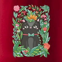 Mačka s kvetmi maľované