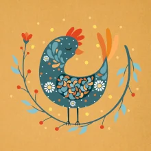 Folklór - sliepky s margarétkami