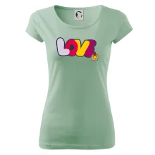 Love nápis s kvetinou