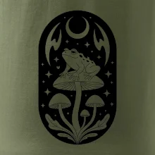 Goblincore čiernobiela oválna žaba