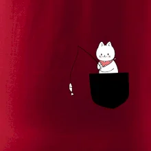 Mačka s rybou vo vrecku