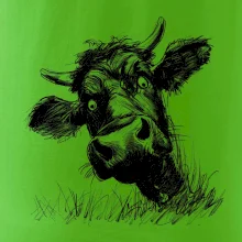 Čiernobiela karikatúra čierna krava hlava