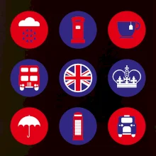 Anglicko symboly v kruhoch