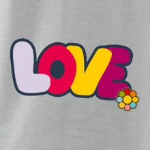 Love nápis s kvetinou