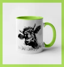 Čiernobiela karikatúra čierna krava hlava