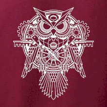 Steampunk sova čiernobiela