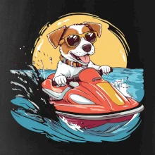Jack russell teriér na vodnom skútri