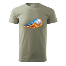 Letící baseballový míček v plamenech