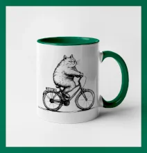 Tučná mačka na bicykli