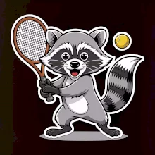 Mýval hrá tenis kreslený