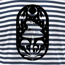 Goblincore čiernobiela oválna žaba