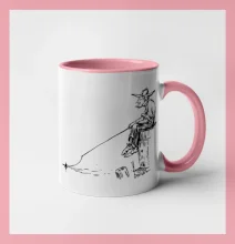 Kreslený rybár na pni