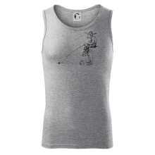 Kreslený rybár na pni