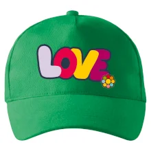 Love nápis s kvetinou