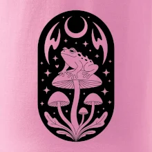 Goblincore čiernobiela oválna žaba