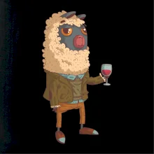 Alpaka s vínom muž