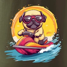 Mops na vodnom skútri