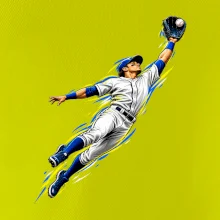 Baseballový polař chytá míček ve výskoku