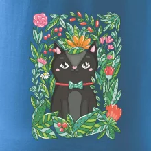 Mačka s kvetmi maľované