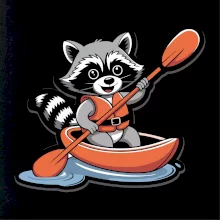 Mýval v kajaku kreslený