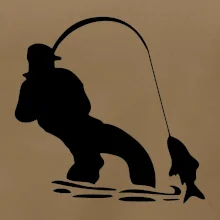 Rybár ťahajúce rybu