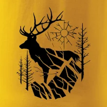 Jeleň v lese krivky