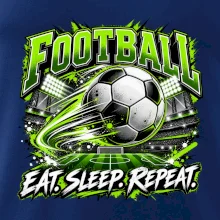 Futbalová lopta a štadión eat sleep repeat