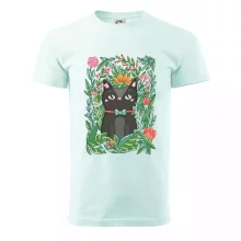 Mačka s kvetmi maľované