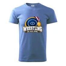 Zápasnická žíněnka se zlatou medailí eat sleep wrestling  repeat
