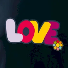 Love nápis s kvetinou