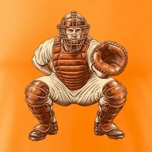 Baseballový catcher retro rytina