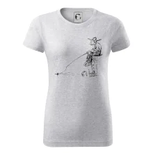 Kreslený rybár na pni