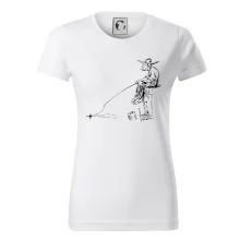 Kreslený rybár na pni