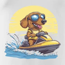 Jazvečík na vodnom skútri