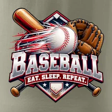 Baseballová pálka s rukavicou eat sleep repeat