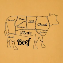 Krava nákres rozrezanie Anglicky