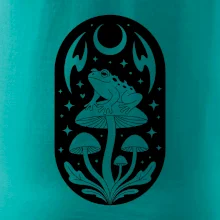 Goblincore čiernobiela oválna žaba