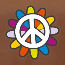Peace symbol s kreslenou kvetinou