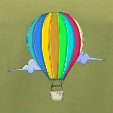 Teplovzdušný balón v oblakoch