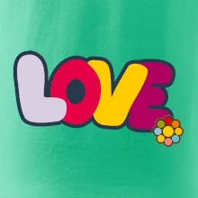 Love nápis s kvetinou