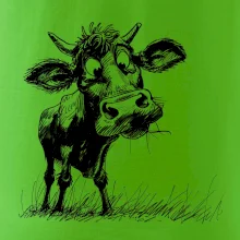 Čiernobiela karikatúra krava stojaca Čiernobiela karikatúra krava stojaca