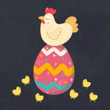 Sliepka sediaca na veľkonočnom vajci